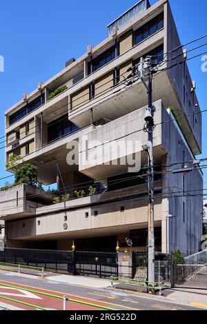 Embassy of Kuwait in Tokyo, designed by Tange Kenzo (1970); Minato, Tokyo, Japan Stock Photo