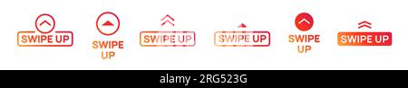 Swipe up arrow vector icon. Social media story drag button sign action graphic design app ui shape swipe up. Stock Vector