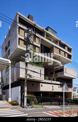 Embassy of Kuwait in Tokyo, designed by Tange Kenzo (1970); Minato, Tokyo, Japan Stock Photo