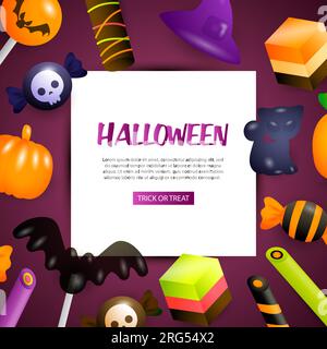 Halloween greeting card design with holiday sweets Stock Vector