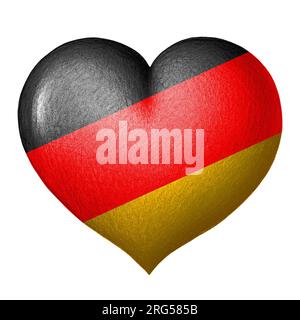 German flag heart. Hand drawn texture. Isolated on white background. Stock Photo