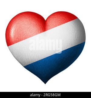 Netherlands flag heart. Texture pencil drawing. Isolated on white background. Stock Photo