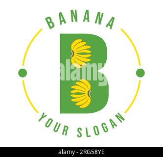 Banana B logo, banana logo inside the letter B. Stock Vector