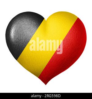 Belgian flag heart isolated on white background. Pencil drawing. Stock Photo