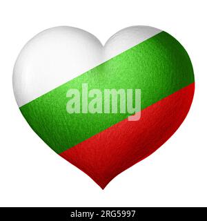 Bulgarian flag heart isolated on white background. Pencil drawing. Stock Photo