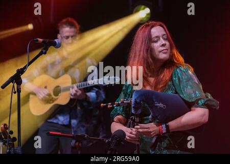 Northumbrian piper, Kathryn Tickell performing at the Wickham Festival. August 5, 2023 Stock Photo