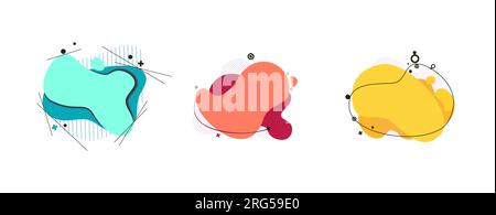 Abstract shape and line set. Cyan, blue, orange Stock Vector