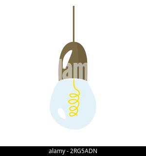Electric cartoon doodle lamp illustration in blue color. Isolated light lamp for print or stickers. Stock Vector