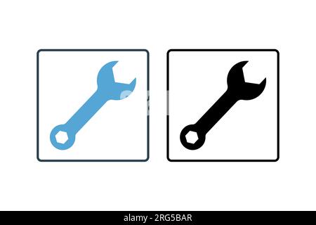 Wrench Icon. Icon related to repair, maintenance, assembly, applications and user interfaces. solid icon style. Simple vector design editable Stock Vector