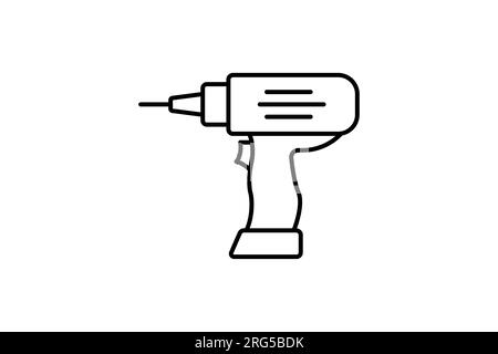 Drill Icon. Icon related to carpentry, construction, projects, applications, and user interfaces. line icon style. Simple vector design editable Stock Vector