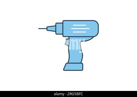 Drill Icon. Icon related to carpentry, construction, projects, applications, and user interfaces. flat line icon style. Simple vector design editable Stock Vector