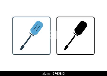 Screwdriver Icon. Icon related to repair, assembly, construction, and related tasks in various design contexts, applications, and user interfaces. sol Stock Vector