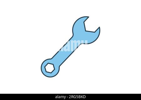 Wrench Icon. Icon related to repair, maintenance, assembly, applications and user interfaces. flat line icon style. Simple vector design editable Stock Vector