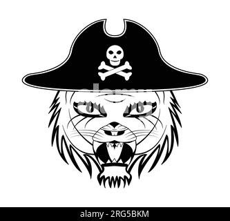 tiger face pirate icon. vectors, illustrations, icons, avatars and logos. Stock Vector