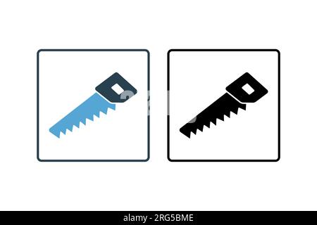 Saw Icon. Icon related to carpentry, construction, projects, applications, and user interfaces. solid icon style. Simple vector design editable Stock Vector