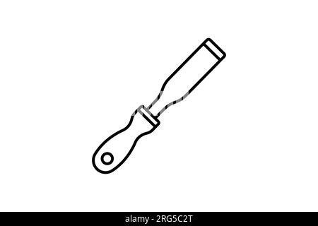 Chisel Icon. Icon related to woodworking, sculpting, crafting, applications, user interfaces. line icon style. Simple vector design editable Stock Vector