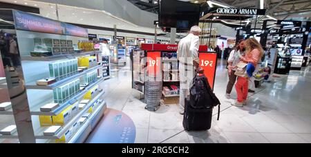 Duty free shop, Eleftherios Venizelou airport, Athens, Greece, Southern Europe Stock Photo