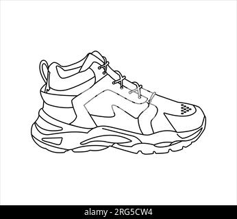 Classic sneaker silhouette in black and white vector graphic ...