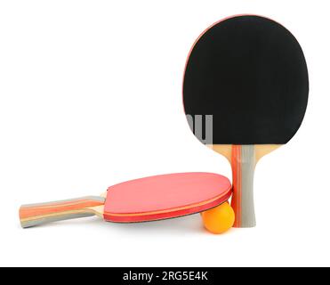 tennis racket and ball isolated on white background Stock Photo