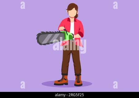 Cartoon flat style drawing of strong lumberjack holding two axes ...