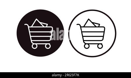 Black and White Shopping Cart Icon. Vector Isolated Illustration of a Shopping Cart Stock Vector