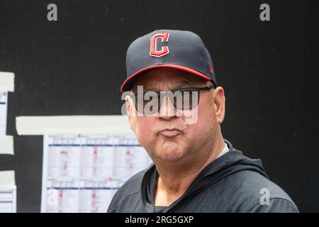 Cleveland Guardians manager Terry Francona gets introduced before a  baseball game against the Seattle Mariners, Friday, April 7, 2023, in  Cleveland. (AP Photo/Ron Schwane Stock Photo - Alamy