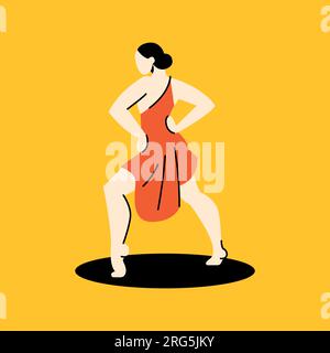 Woman dancing salsa color concept. Latin dance. Digital illustration for web page, mobile app, promo. Stock Vector