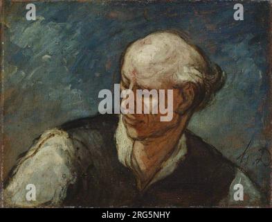 Head of a Man circa 1855 by Honoré Daumier Stock Photo