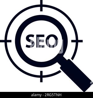 SEO symbol with magnifying glass and crosshair for search engine optimization vector illustration icon Stock Vector
