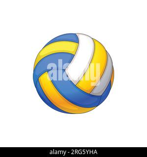 simple classic blue yellow white beach volleyball ball outline drawing symbol logo vector isolated on white background Stock Vector