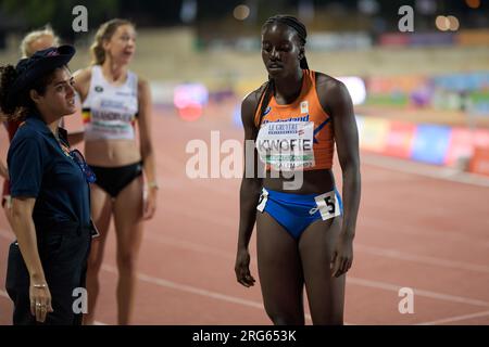 Jerusalem, Israel. 07th Aug, 2023. JERUSALEM, ISRAEL - AUGUST 7: Shantell Kwofie of the Netherlands during 200m Women Heptathlon on Day 1 of the European Athletics U20 Championships Jerusalem on August 7, 2023 in Jerusalem, Israel. (Photo by Pablo Morano/BSR Agency) Credit: BSR Agency/Alamy Live News Stock Photo