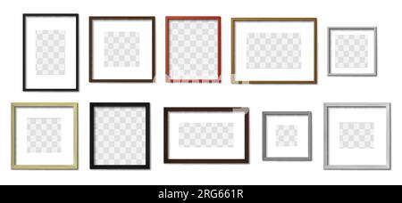 Empty white picture frames set square elegant Vector Image