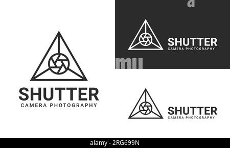Triangle Shutter with Triangle Logo Design Camera Shutter Logotype Stock Vector
