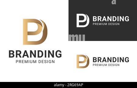 Luxury Initial DP or PD Monogram Text Letter Logo Design Stock Vector