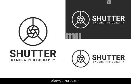 Circle Shutter with Triangle Logo Design Camera Shutter Logotype Stock Vector