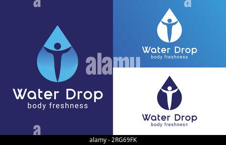 Human Water Drop Logo Design Freshness and Wellness Logotype Stock Vector