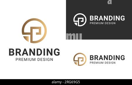 Luxury Initial DP or PD Monogram Text Letter Logo Design Stock Vector