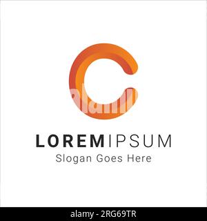 3D Gradient Initial Letter C Monogram Logo Design Modern C Logotype Stock Vector
