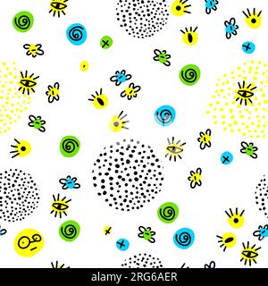 Abstract modern seamless background with eyes and dots. Vector illustration Stock Vector