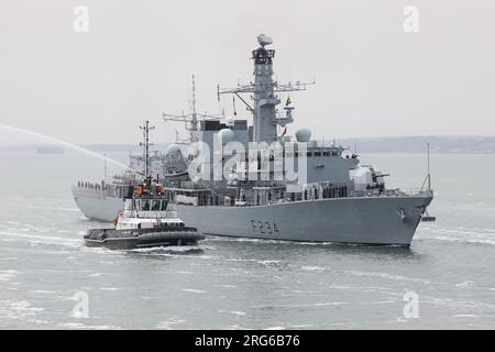Royal Navy Frigate HMS Iron Duke F234 and Destroyer HMS Daring D32 ...