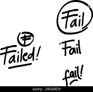 Fail. Grade result F. Hand drawn vector grade in circle . Stock Vector