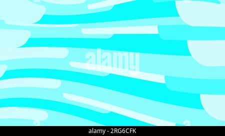 Simple background from minimalistic magical multicolored blue curved concave abstract bright lines of waves of strips of geometric figures horizontal Stock Vector