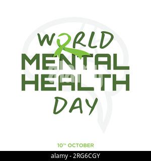 World Mental Health Day banner isolated on white background. Vector illustration Stock Vector