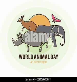World Animal Day on October 4 template background colorful style. Vector illustration Stock Vector