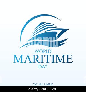 World Maritime Day web banner or social media post template or background.  Vector illustration Stock Vector