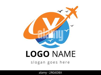 Initial Letter Y with travel logo design. Air, Airline, Airplane and travel logo design template. Stock Vector