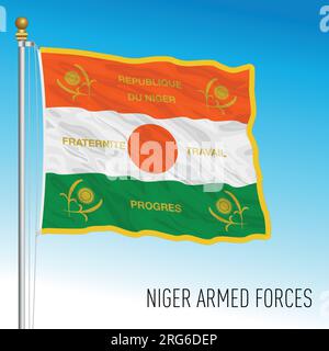 Niger Armed Forces waving flag, african country, vector illustration Stock Vector