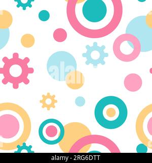Geometric shape seamless pattern in trendy risograph print style. Vector Modern background for design and card, covers, package, wrapping paper Stock Vector