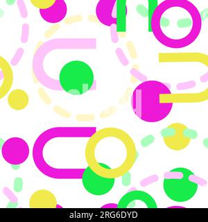 Geometric shape seamless pattern in trendy risograph print style. Vector Modern background for design and card, covers, package, wrapping paper Stock Vector