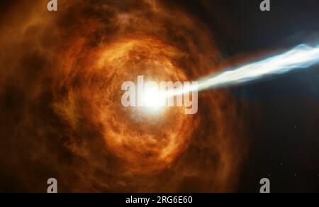 Illustration of the powerful gamma-ray burst GRB 190114C. Stock Photo